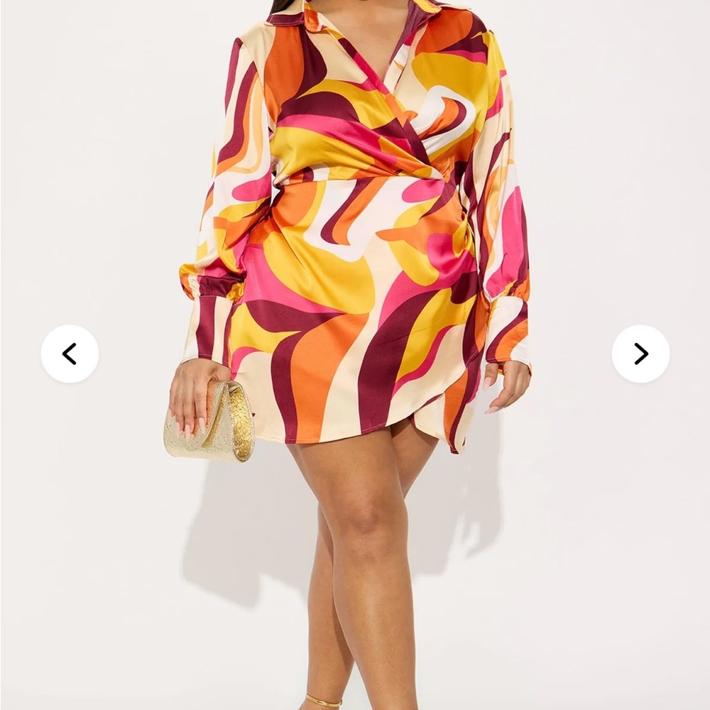 Fashion Nova Colorful Long Sleeve Dress